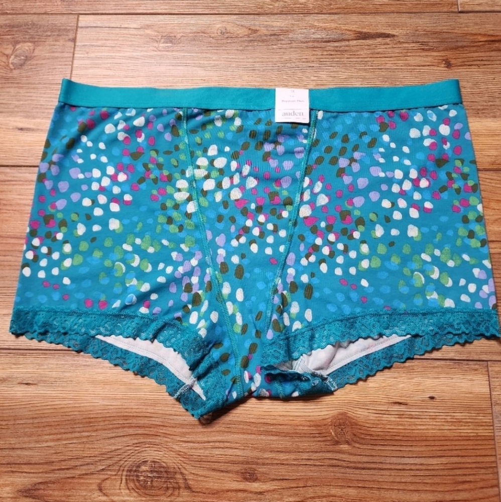 Auden Panties Womens 1X Teal Cotton Boyshort NEW